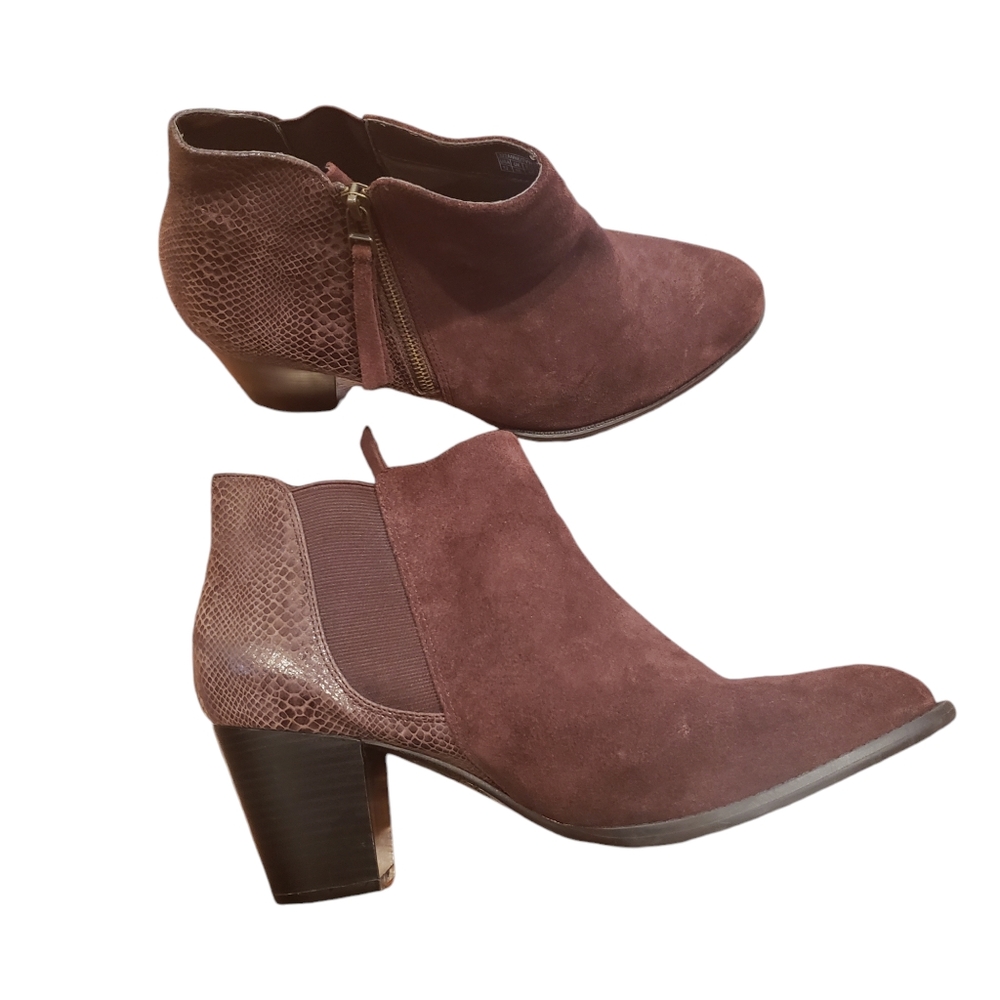 Vionic Anne Ankle Boots Java Snake Suede size 12 brown